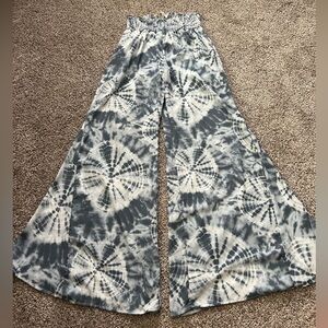 Peach Love California boho blue tie dye bell bottom  flow pant